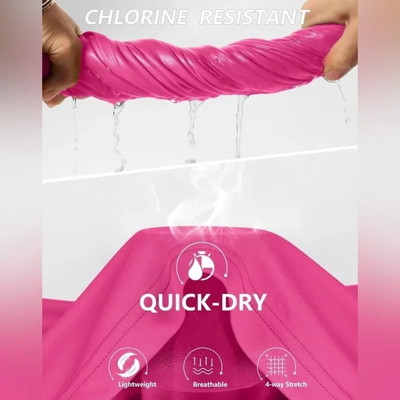 Viodia Women's 3" High Waisted Swim Shorts with Zipper Pocket Quick Dry XXXL - Picture 6 of 10